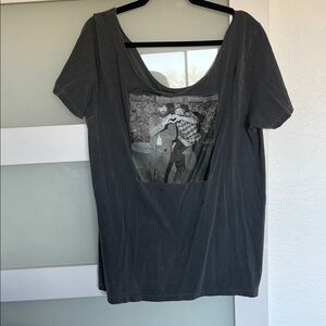 Morgan Wallen & Post Malone Dark Gray T-Shirt with a cut neck - off thr shoulder